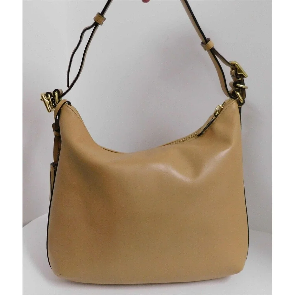 Coach 22381 Courtenay Camel Beige Leather Front Pocket‎ Hobo Bag